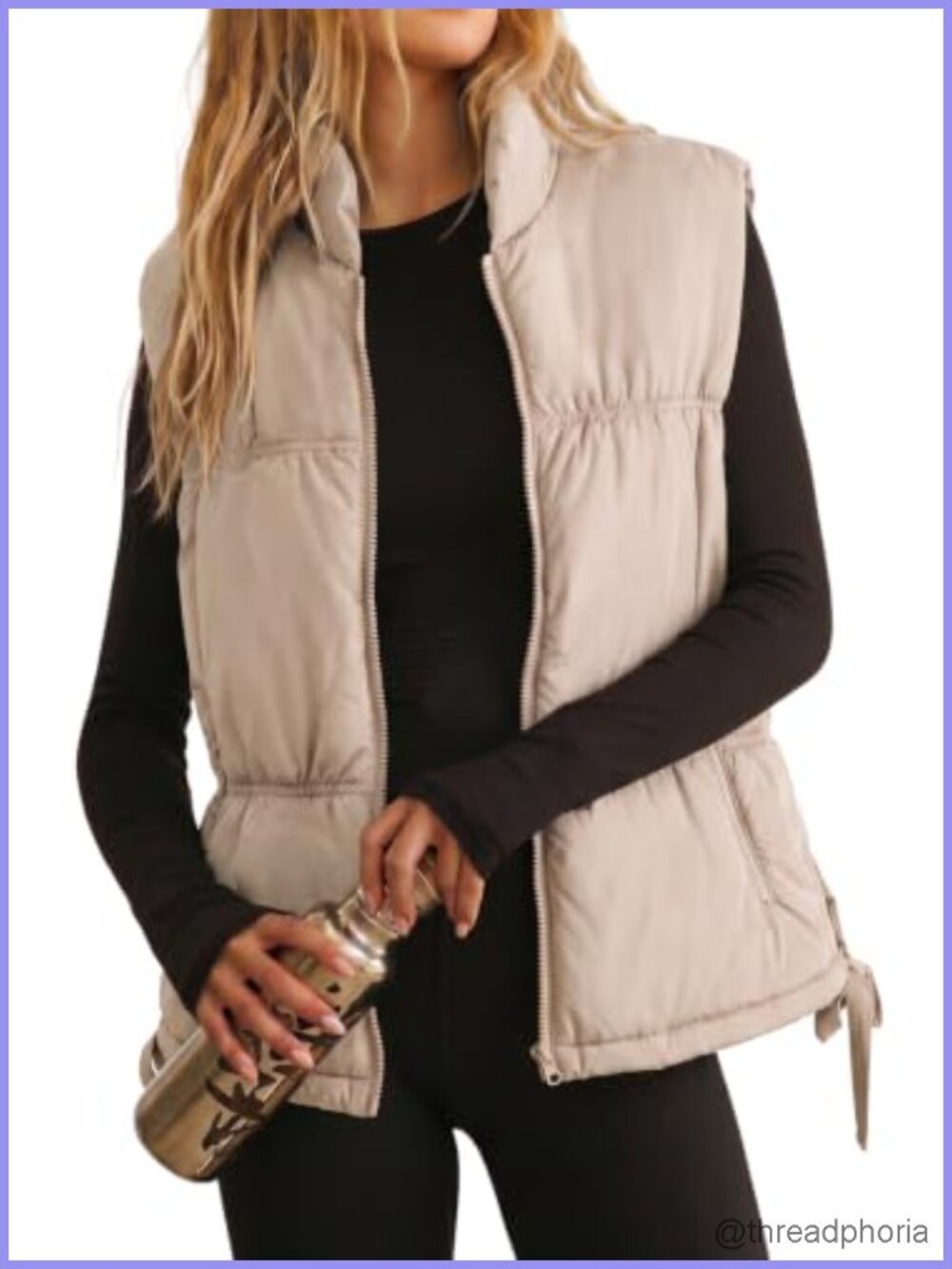 Women's Sleeveless Puffer Vest Stand Collar Zip Up Quilted Cropped Jacket